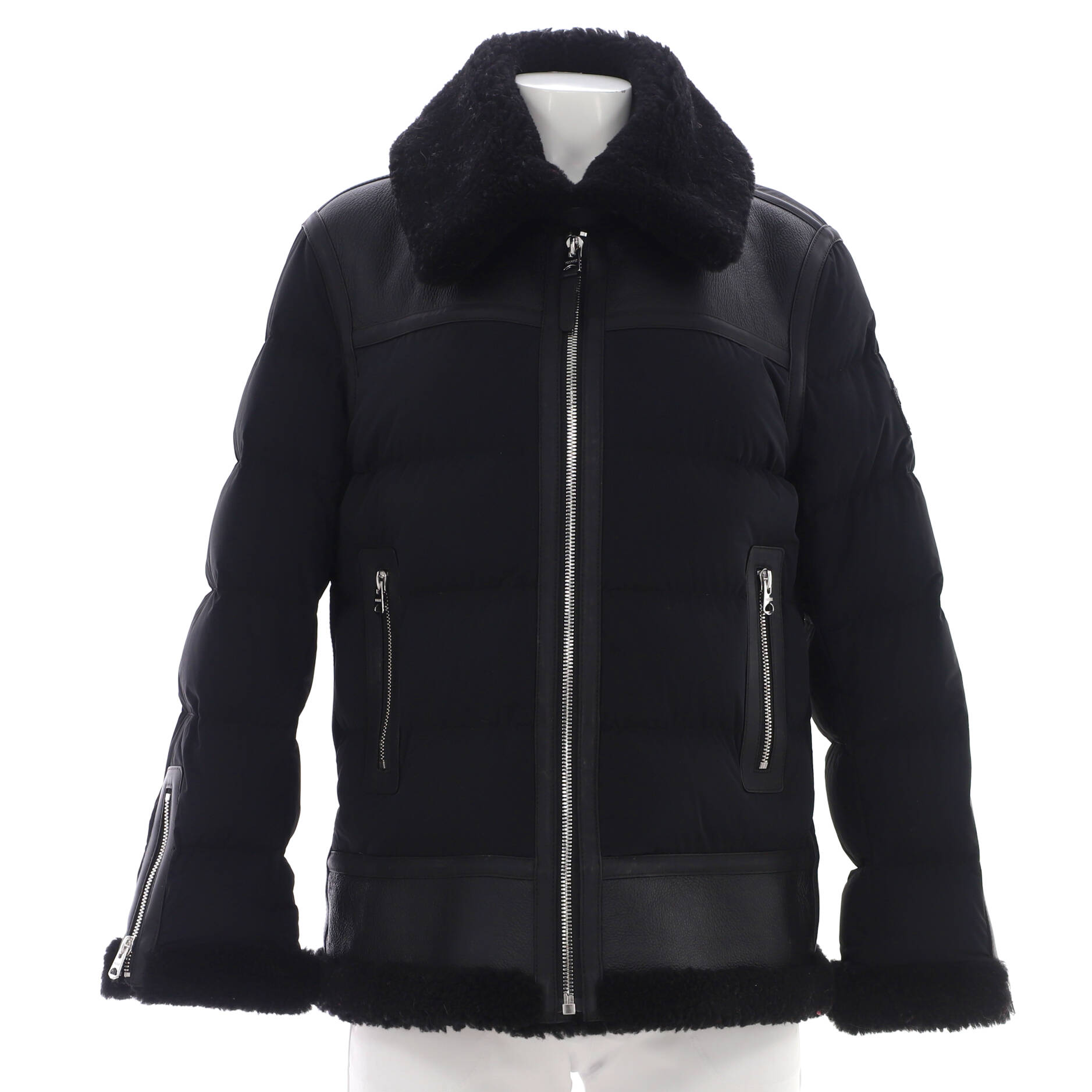 Women's Vanna Puffer Jacket Quilted Nylon and Leather with Shearling and Down
