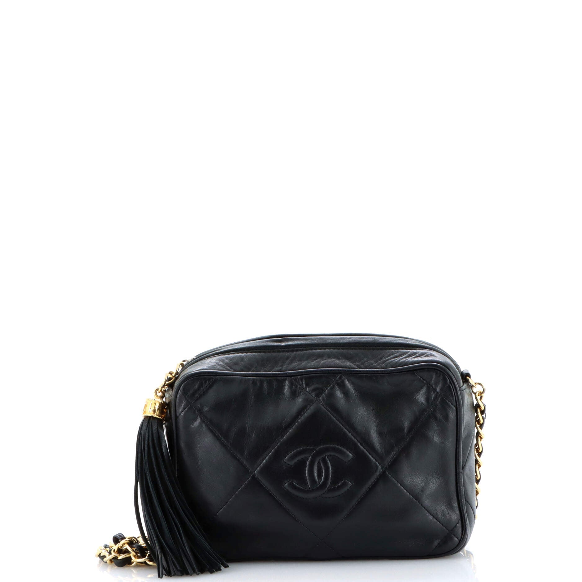 Vintage Diamond CC Camera Bag Quilted Leather Small