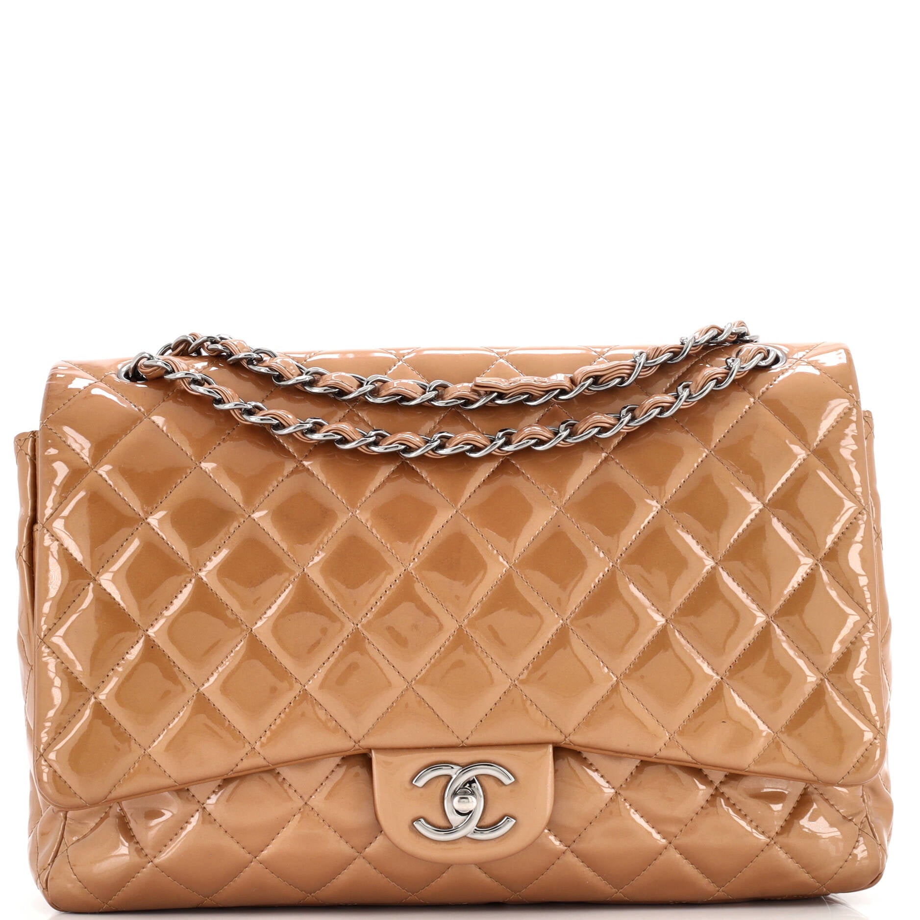 Classic Double Flap Bag Quilted Patent Maxi