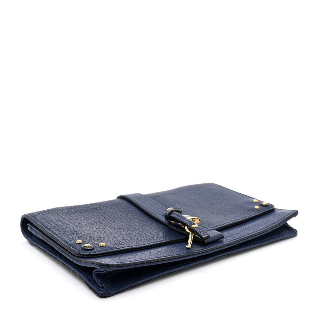 Calfskin Aurore Wallet on Chain Blue