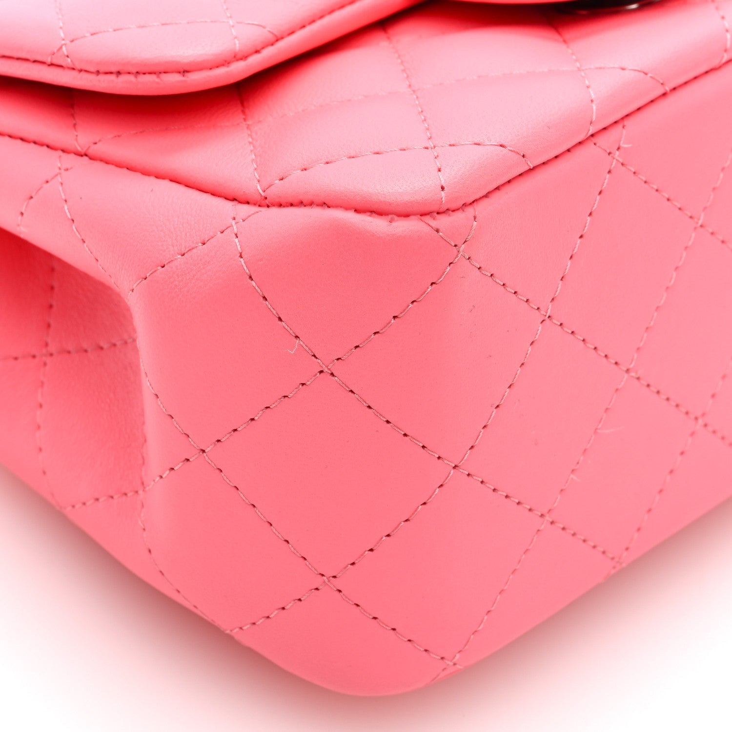 Lambskin Quilted Mini Square Flap Coral Pink