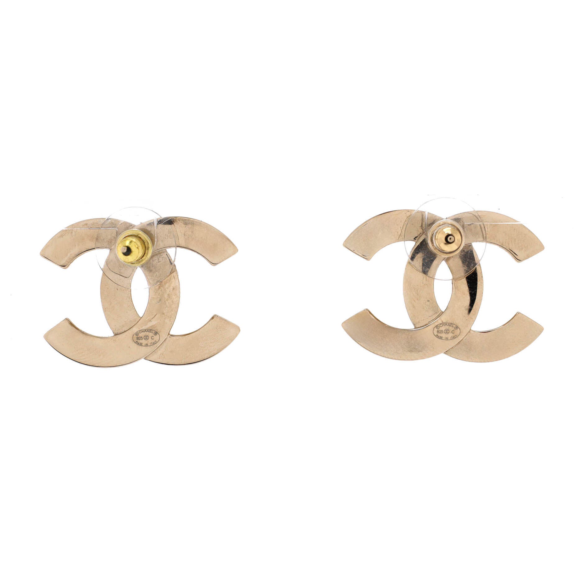 Engraved CC Stud Earrings Metal