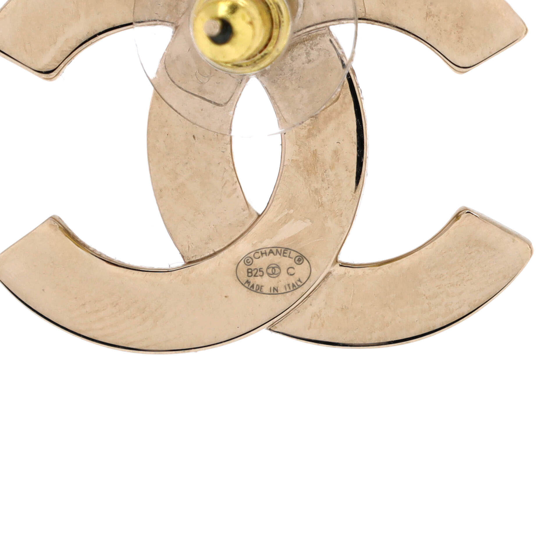 Engraved CC Stud Earrings Metal