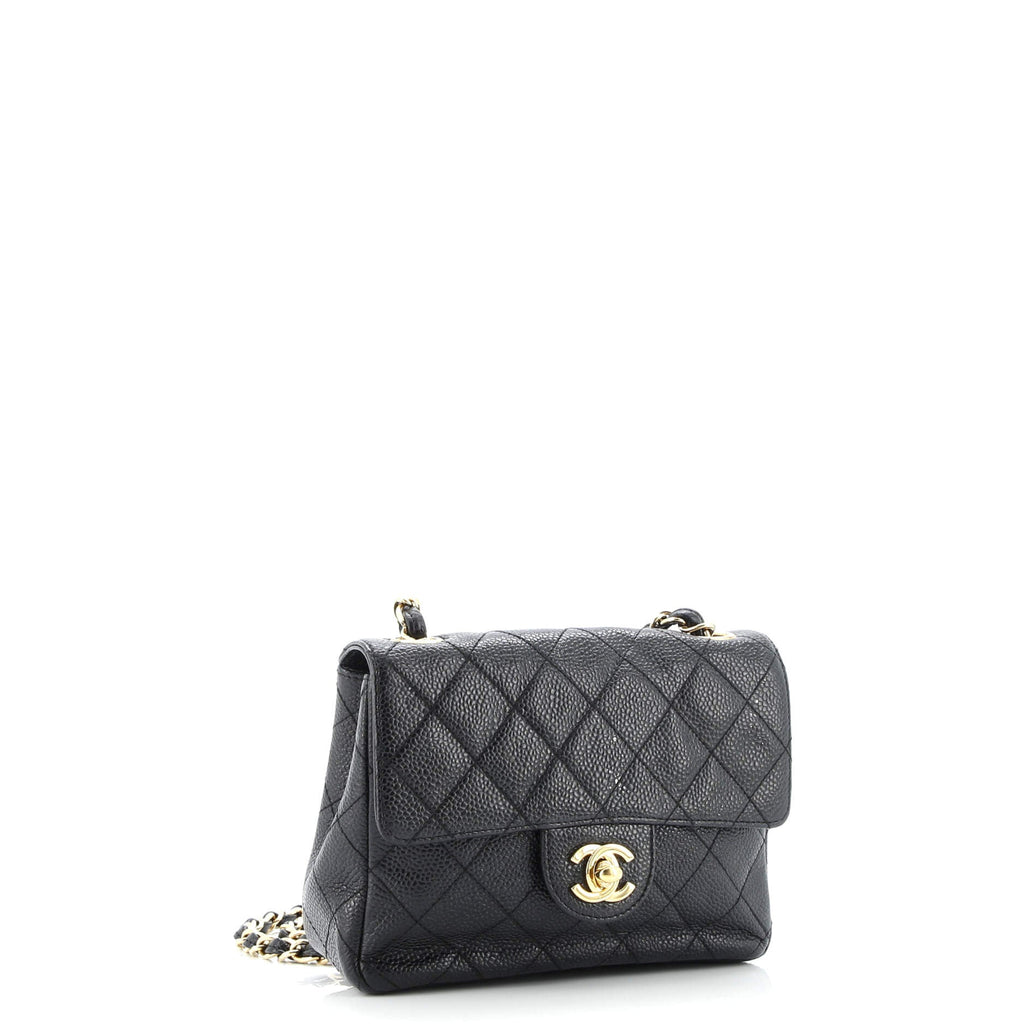 Vintage Square Classic Single Flap Bag Quilted Caviar Mini
