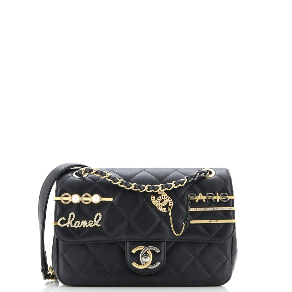 Coco Clips Flap Bag Embellished Quilted Lambskin Small