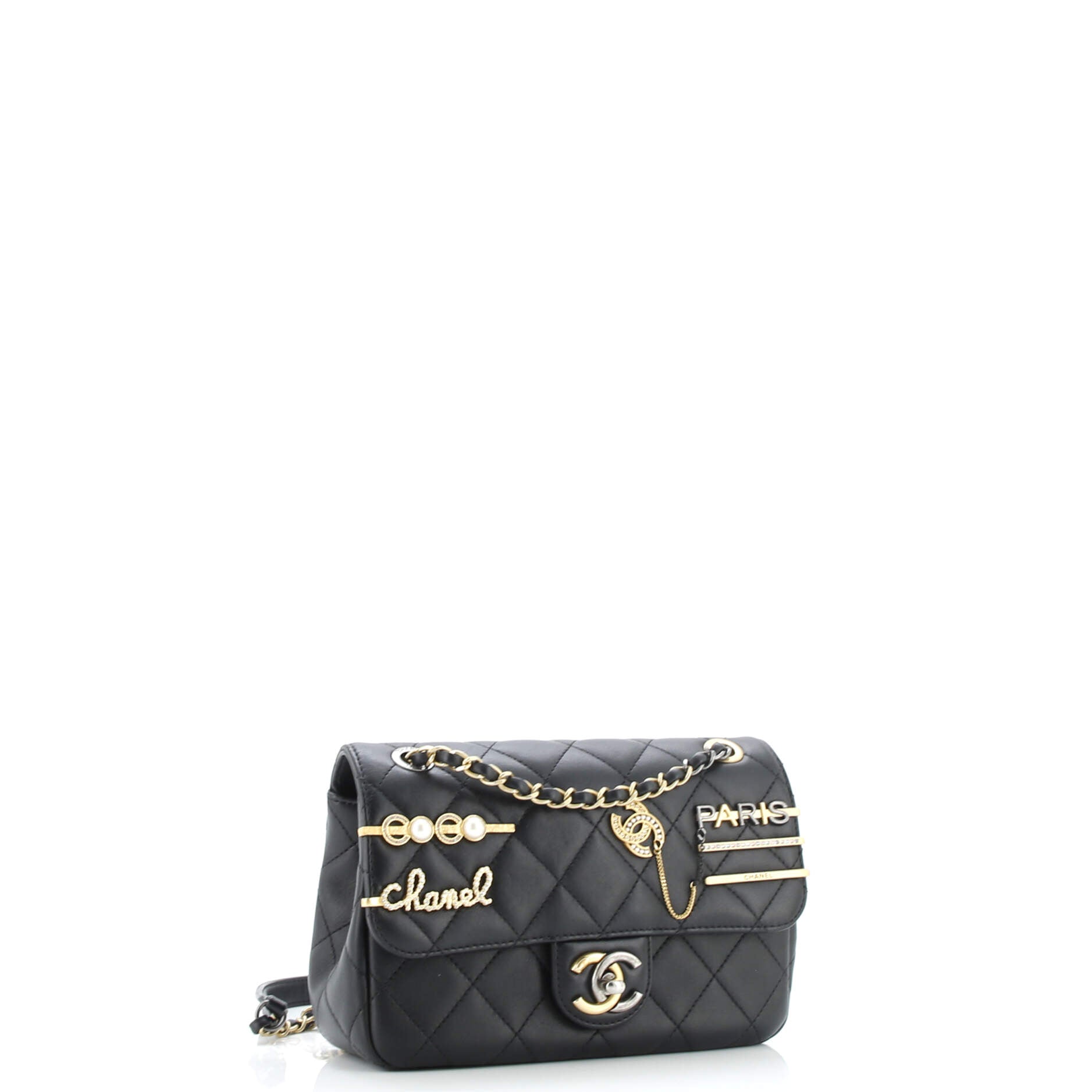 Coco Clips Flap Bag Embellished Quilted Lambskin Small