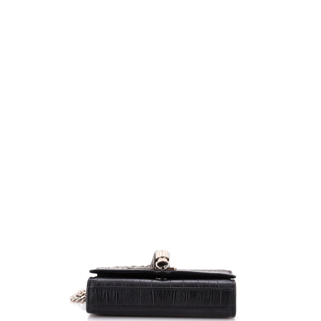 Classic Monogram Tassel Crossbody Bag Crocodile Embossed Leather Small