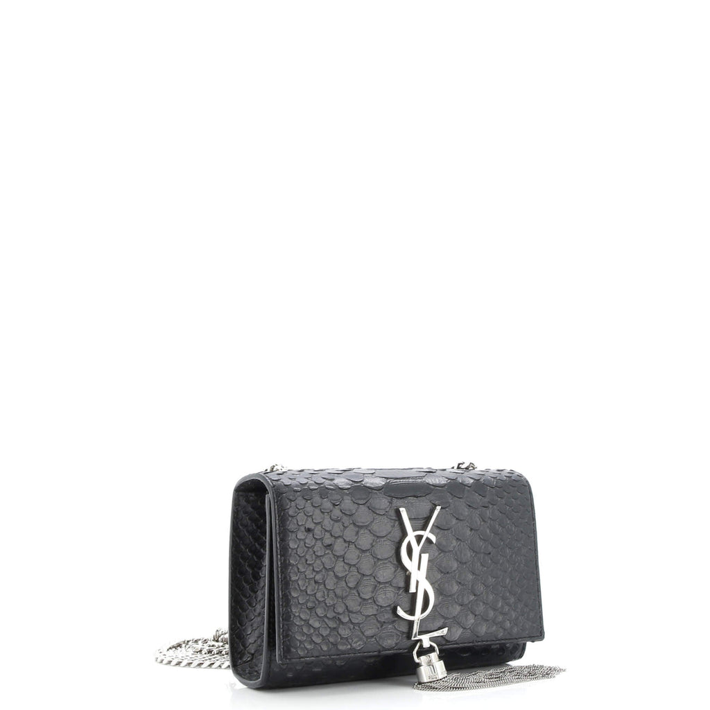 Classic Monogram Tassel Crossbody Bag Python Embossed Leather Small