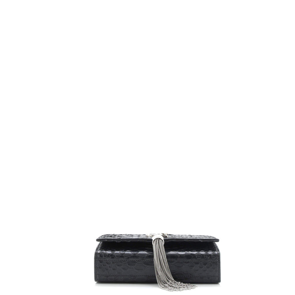 Classic Monogram Tassel Crossbody Bag Python Embossed Leather Small