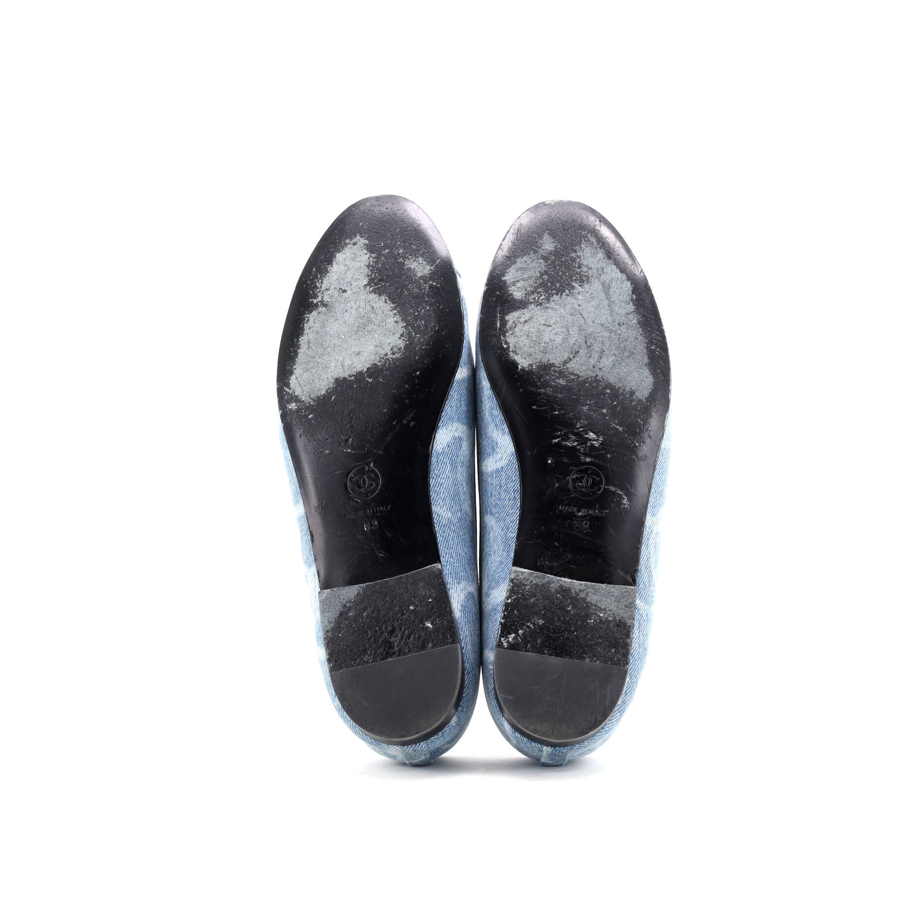 Women's CC Cap Toe Bow Ballerina Flats Printed Denim