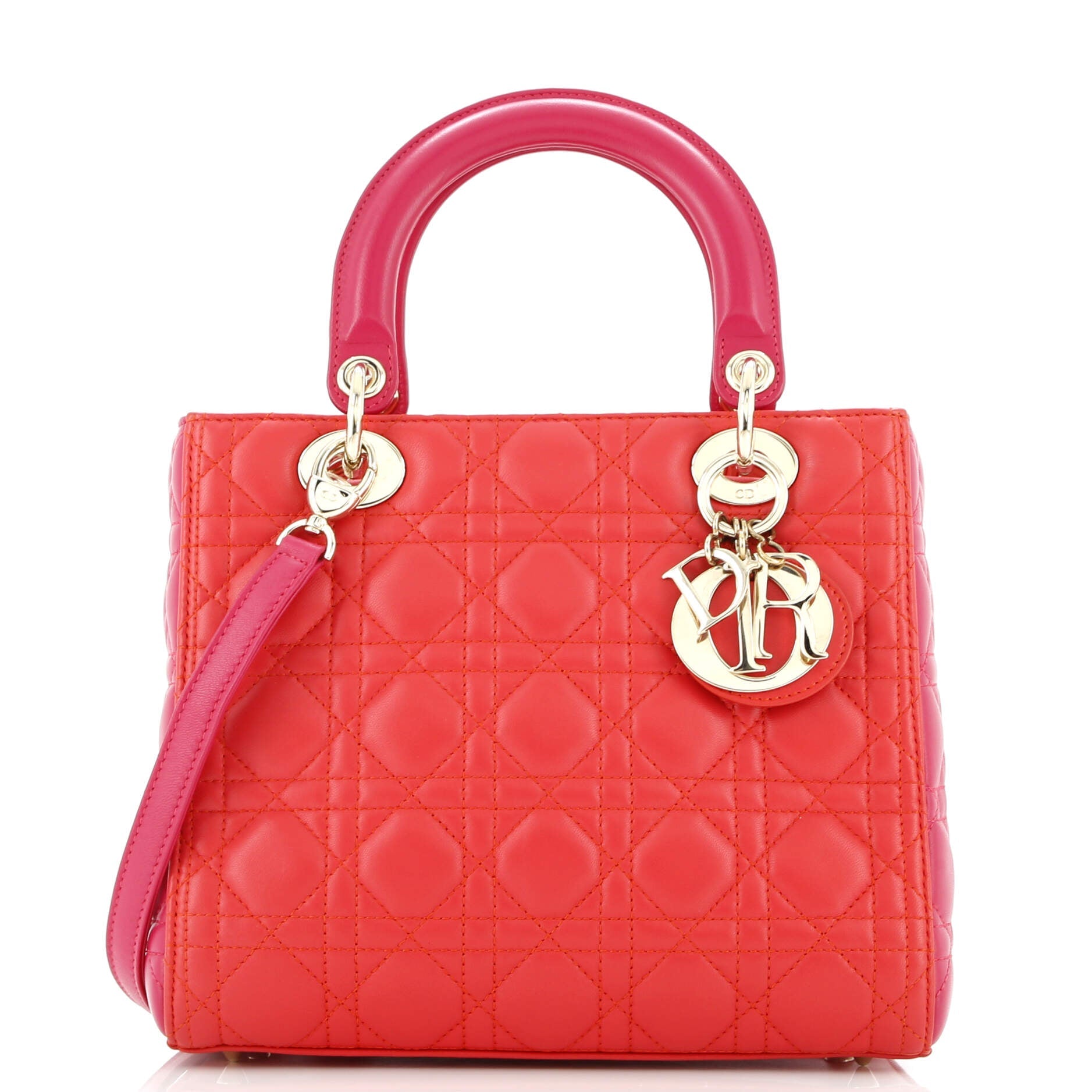 Bicolor Lady Dior Bag Cannage Quilt Lambskin Medium