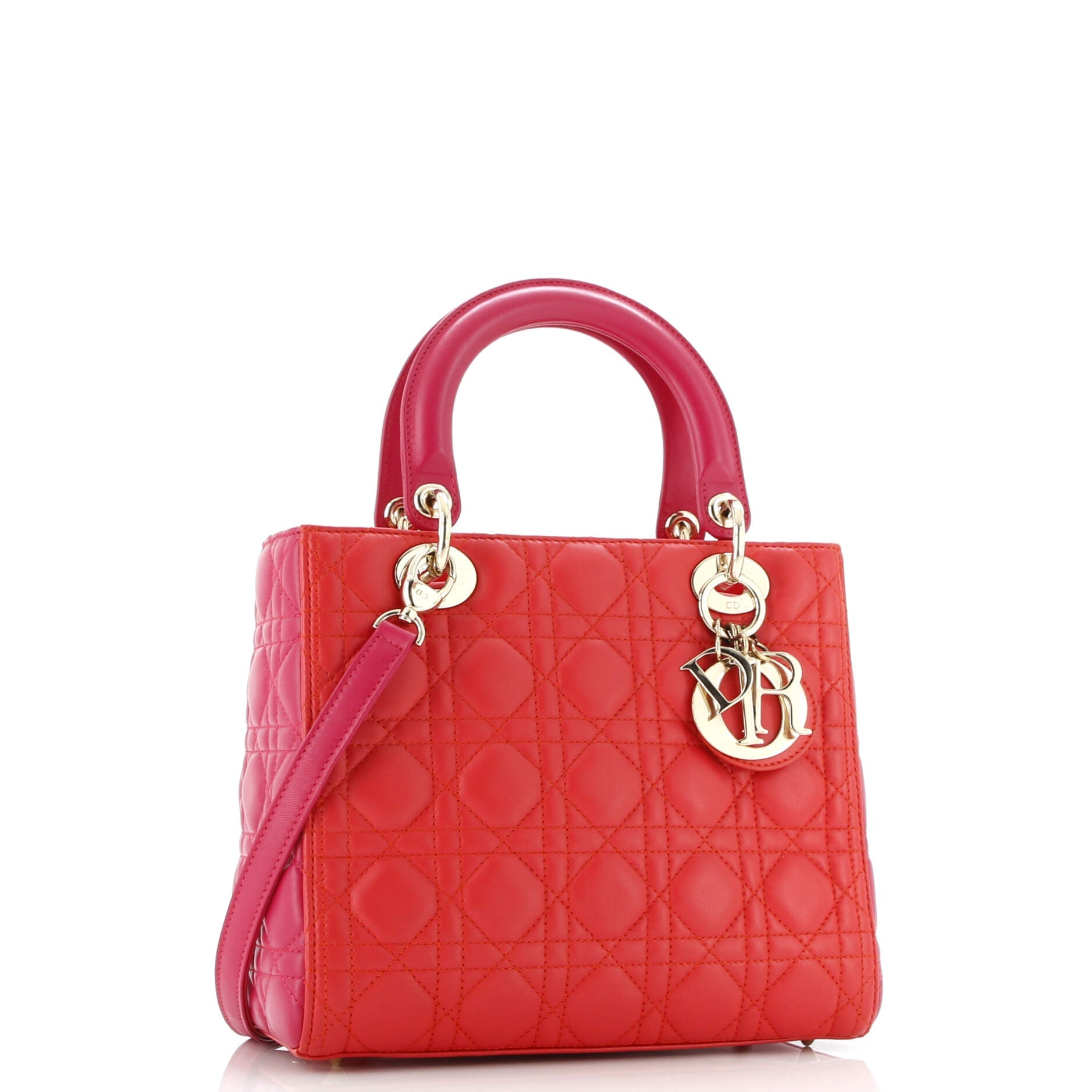 Bicolor Lady Dior Bag Cannage Quilt Lambskin Medium