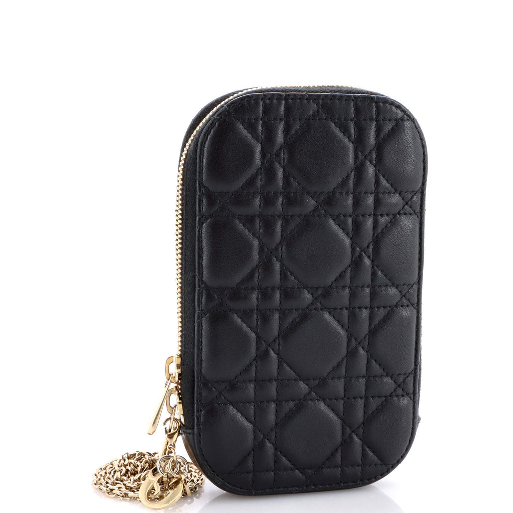 Lady Dior Phone Holder on Chain Cannage Quilt Lambskin
