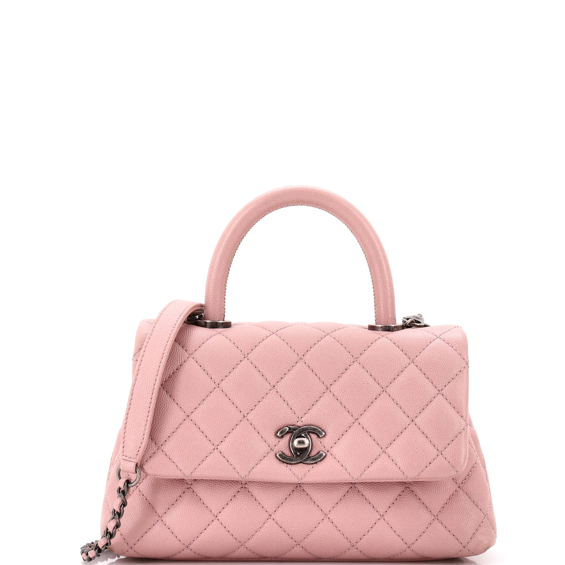 Coco Top Handle Bag Quilted Caviar Mini