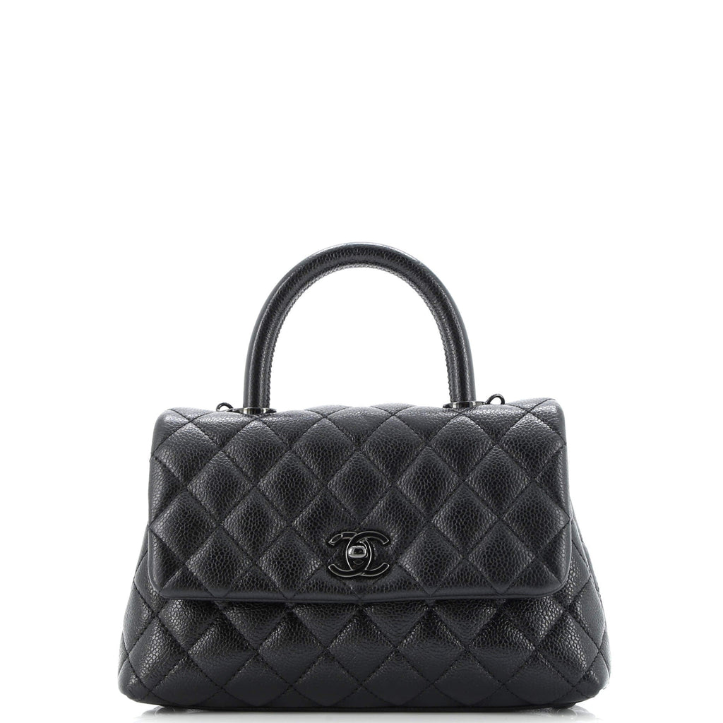 So Black Coco Top Handle Bag Quilted Caviar Mini