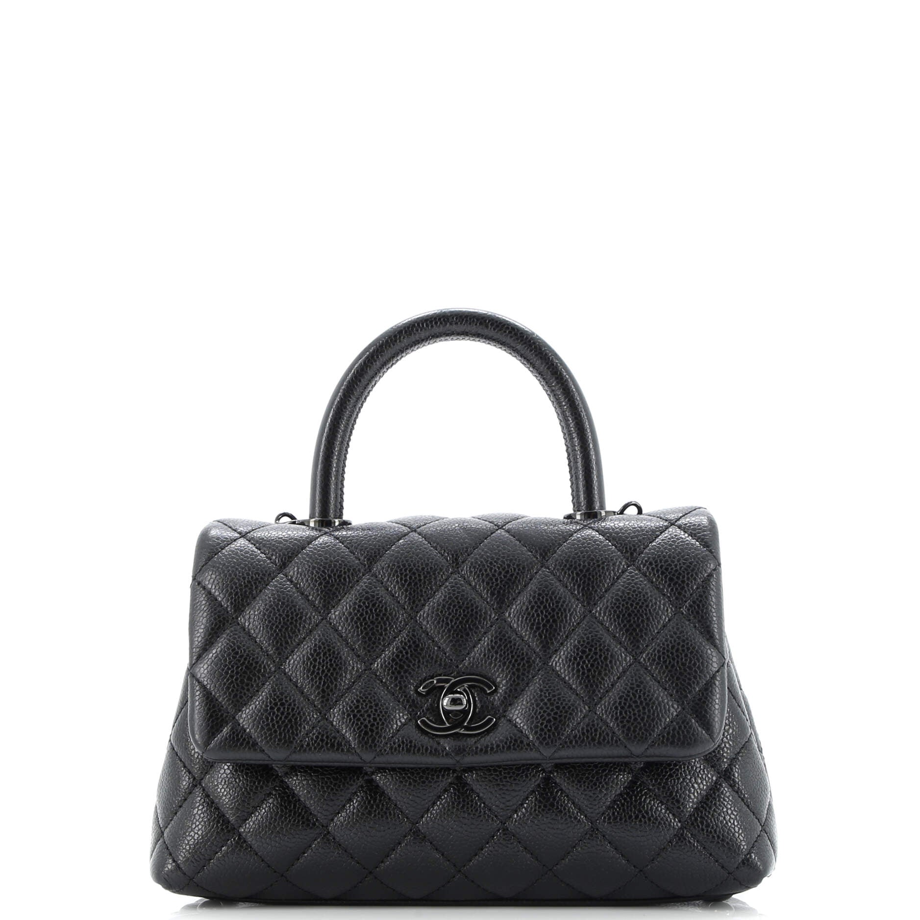 So Black Coco Top Handle Bag Quilted Caviar Mini