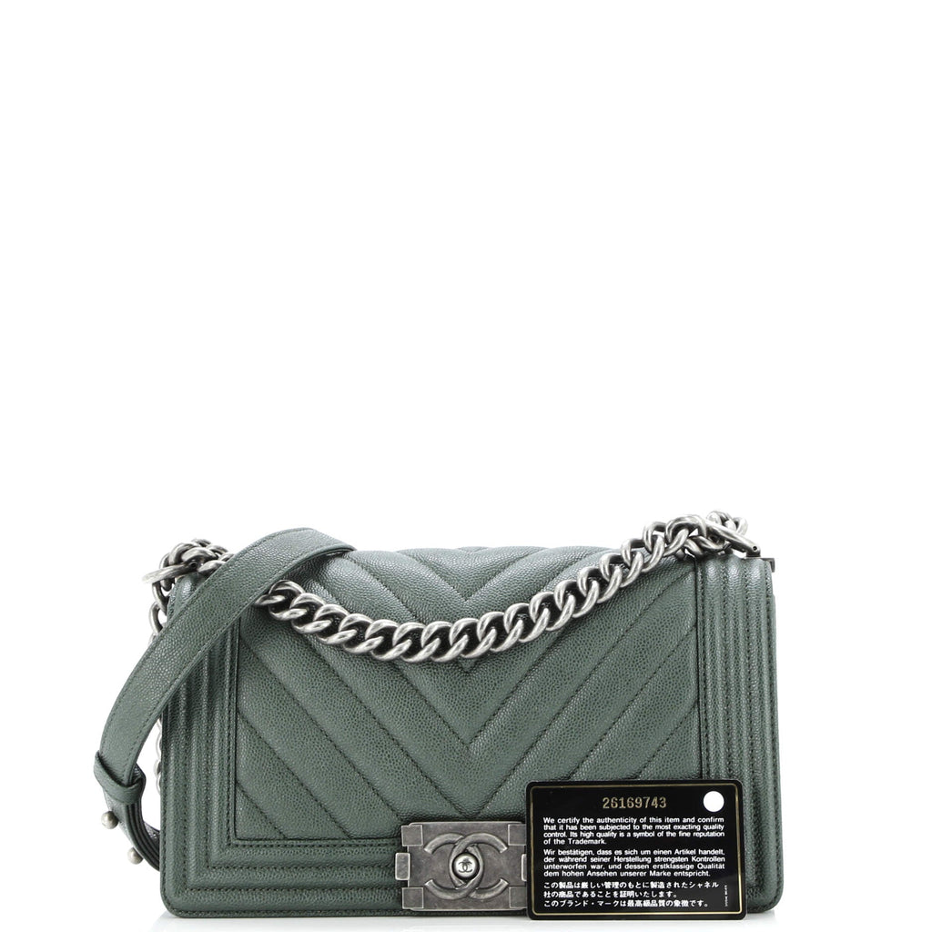 Boy Flap Bag Chevron Caviar Old Medium
