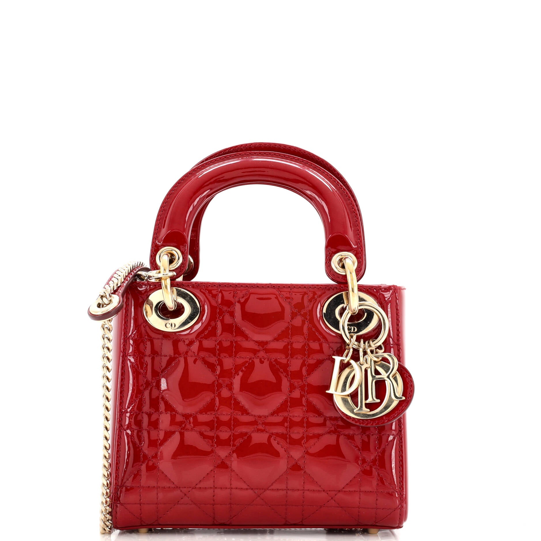 Lady Dior Chain Bag Cannage Quilt Patent Mini