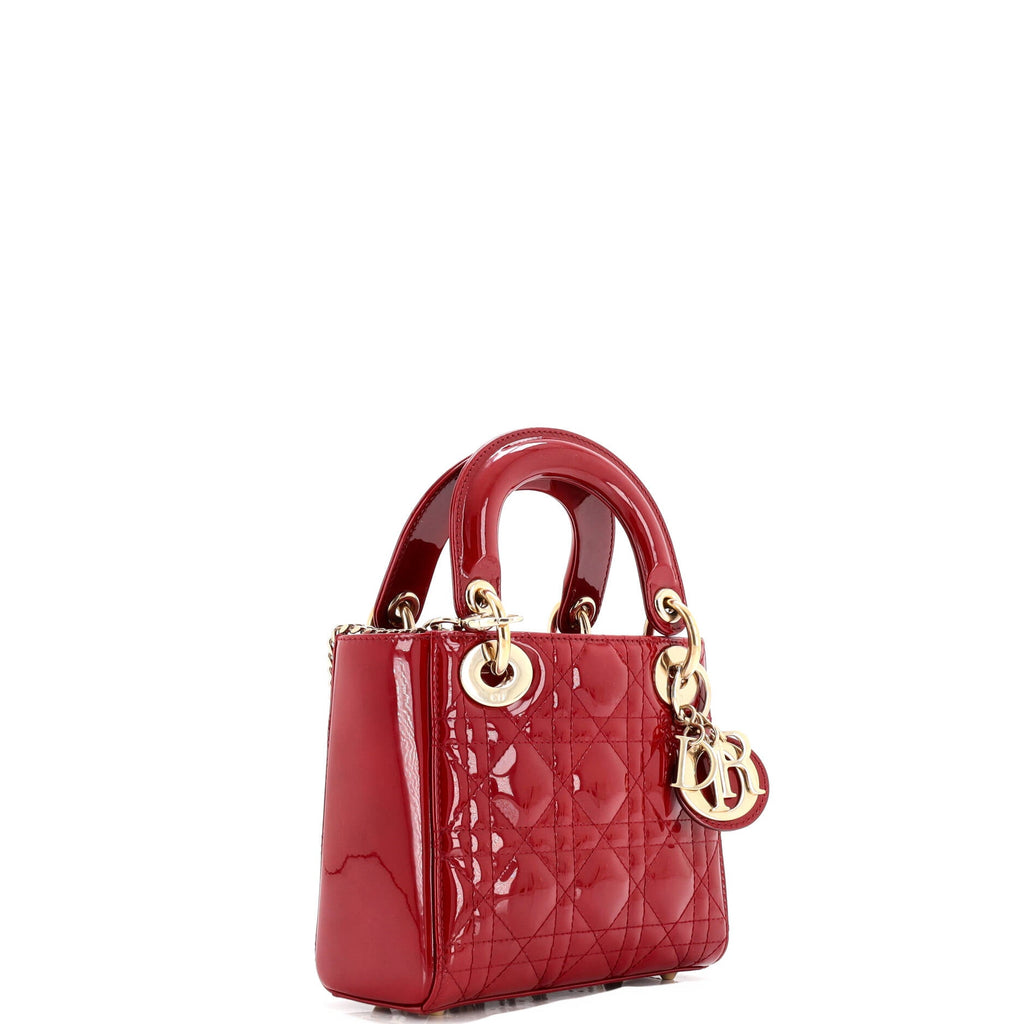 Lady Dior Chain Bag Cannage Quilt Patent Mini