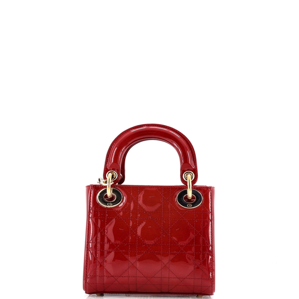 Lady Dior Chain Bag Cannage Quilt Patent Mini