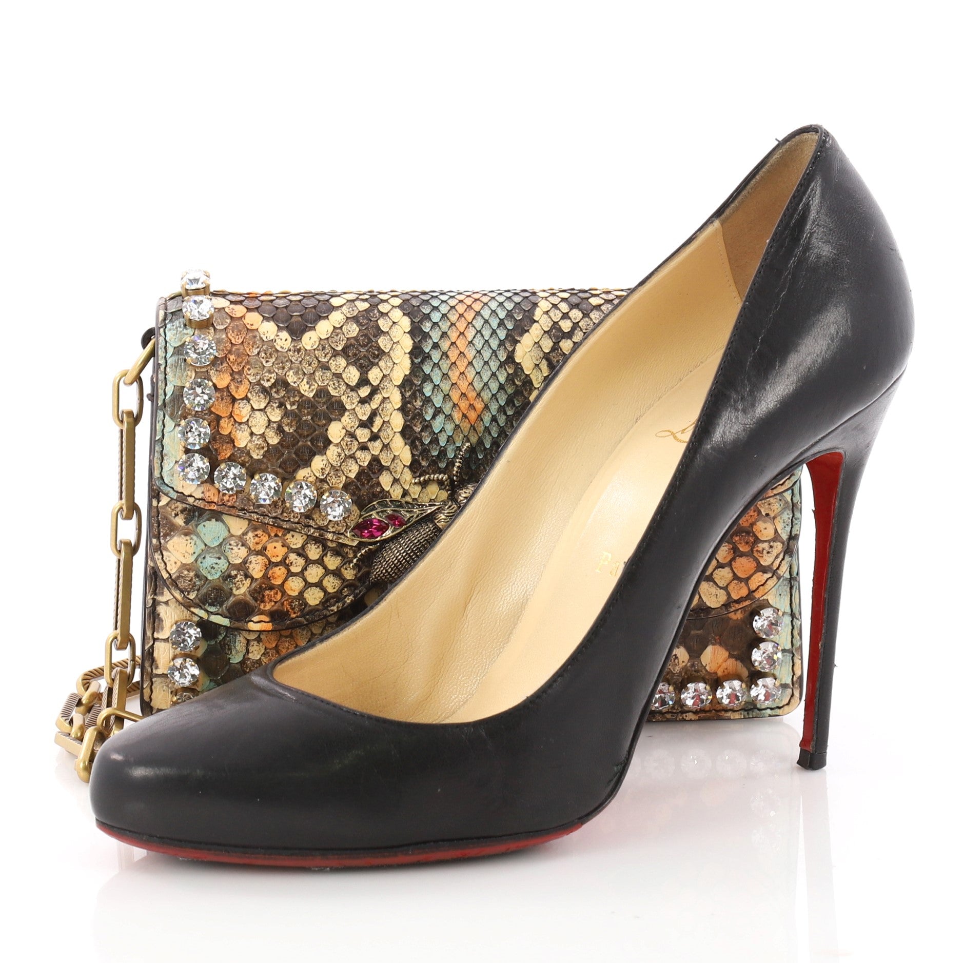 Broadway Bee Shoulder Bag Embellished Python Mini