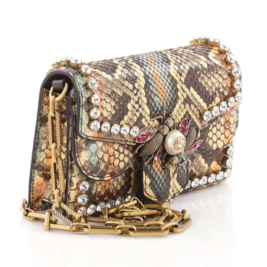 Broadway Bee Shoulder Bag Embellished Python Mini