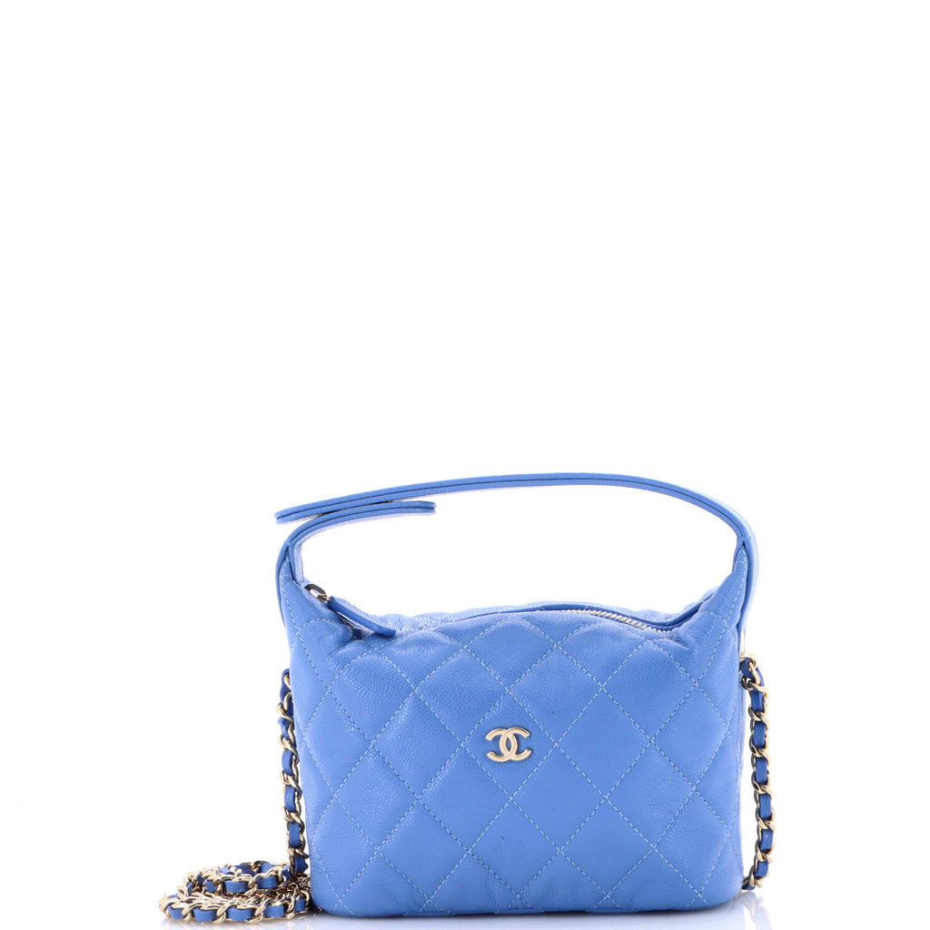 CC Hobo Clutch with Chain Quilted Caviar