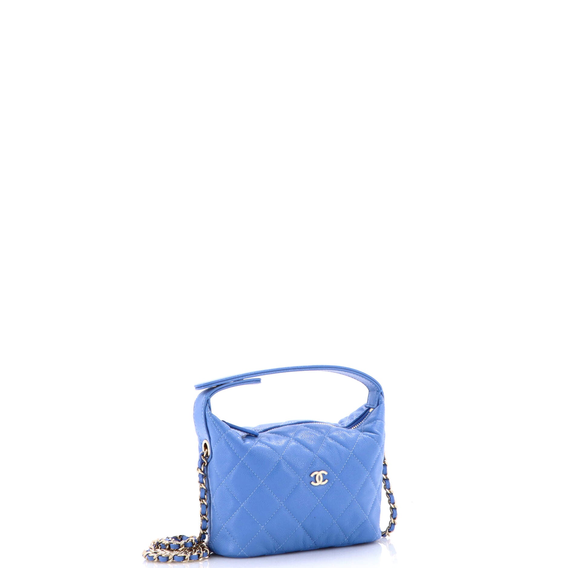 CC Hobo Clutch with Chain Quilted Caviar