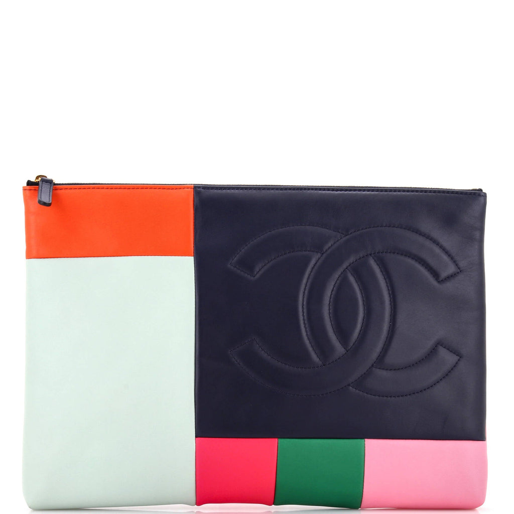O Case Clutch Colorblock Leather Large