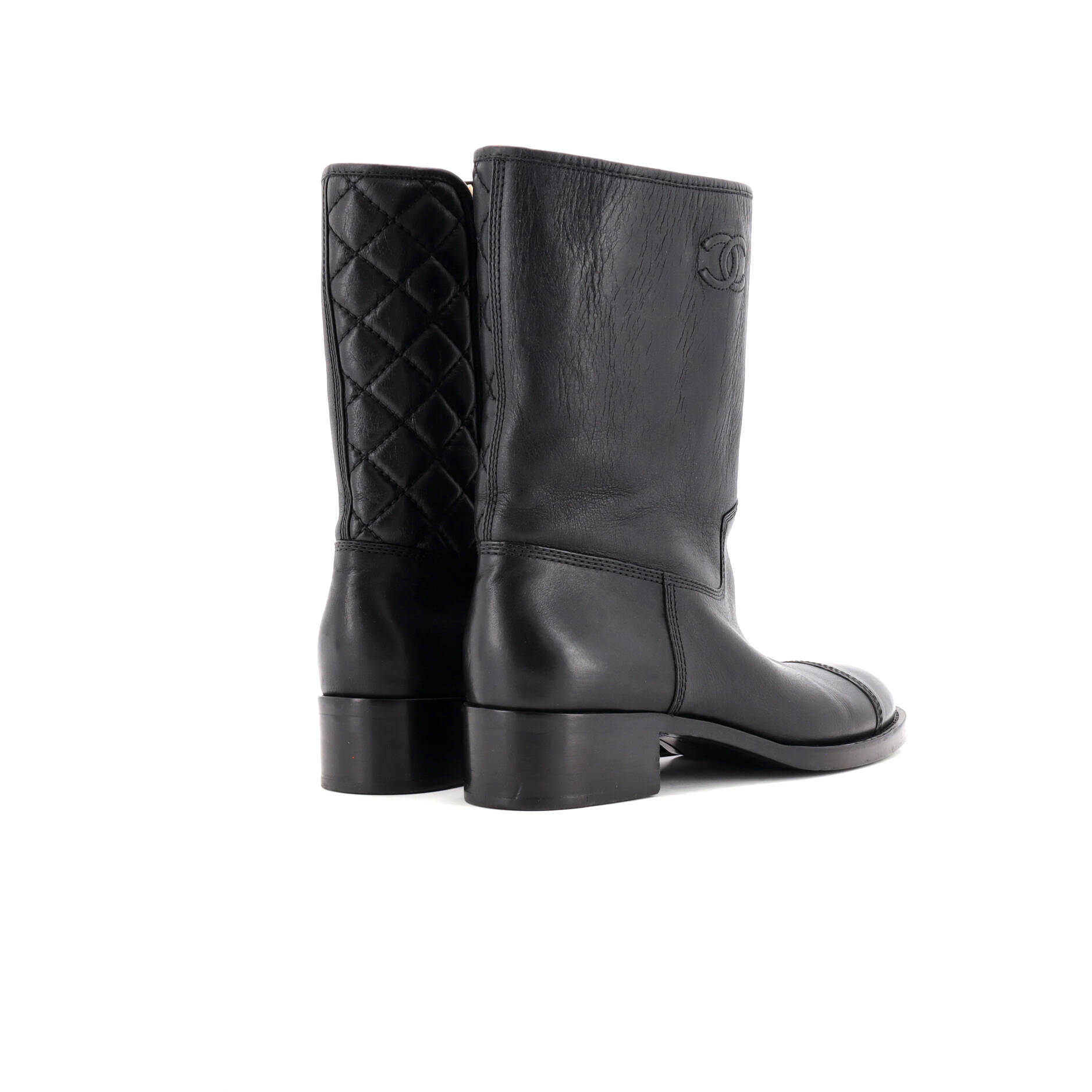 Women's Cap Toe CC Mid-Calf Combat Boots Leather