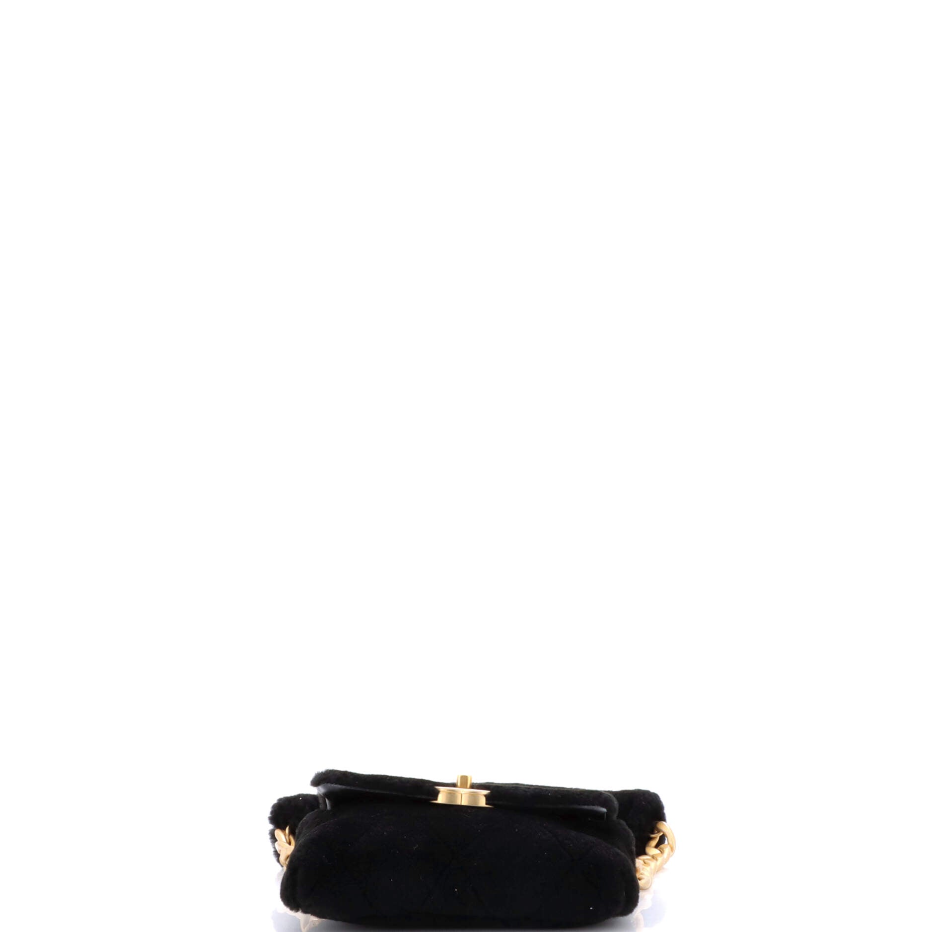 CC Bar Chain Handle Flap Bag Quilted Shearling Small