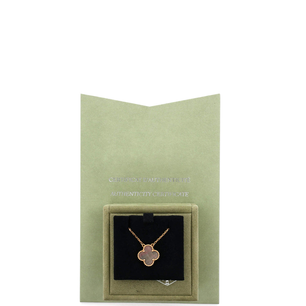 Vintage Alhambra Pendant Necklace 18K Rose Gold and Grey Mother of Pearl