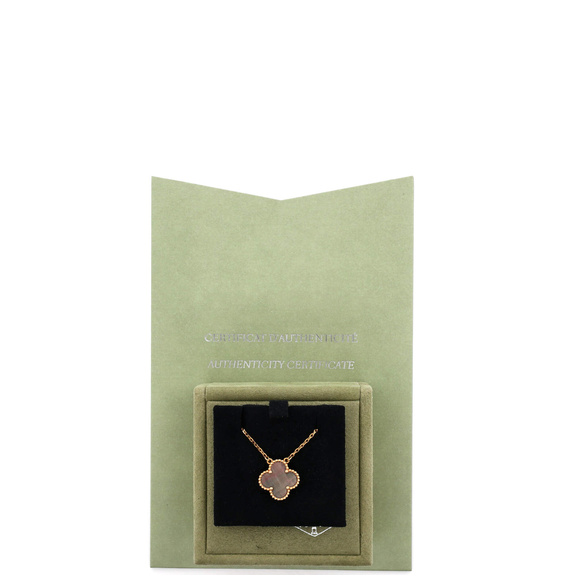Vintage Alhambra Pendant Necklace 18K Rose Gold and Grey Mother of Pearl