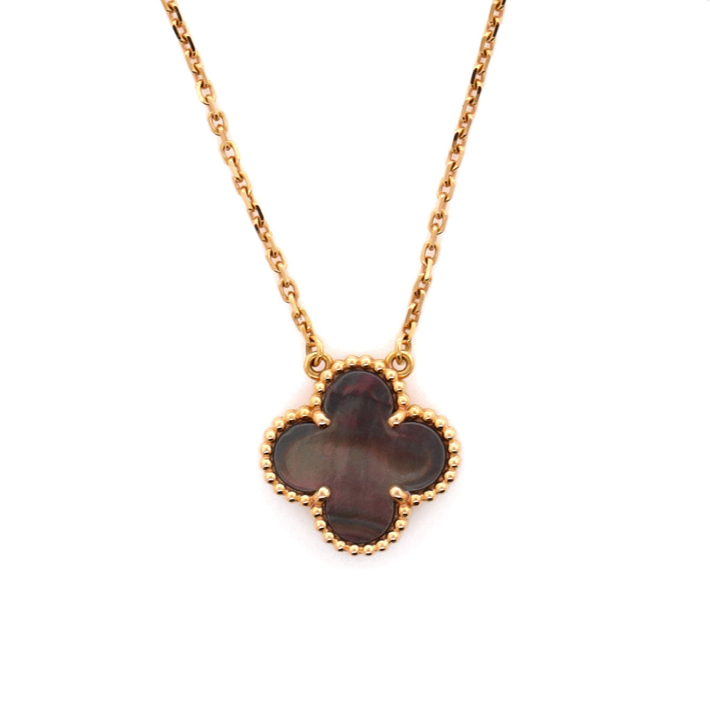 Vintage Alhambra Pendant Necklace 18K Rose Gold and Grey Mother of Pearl