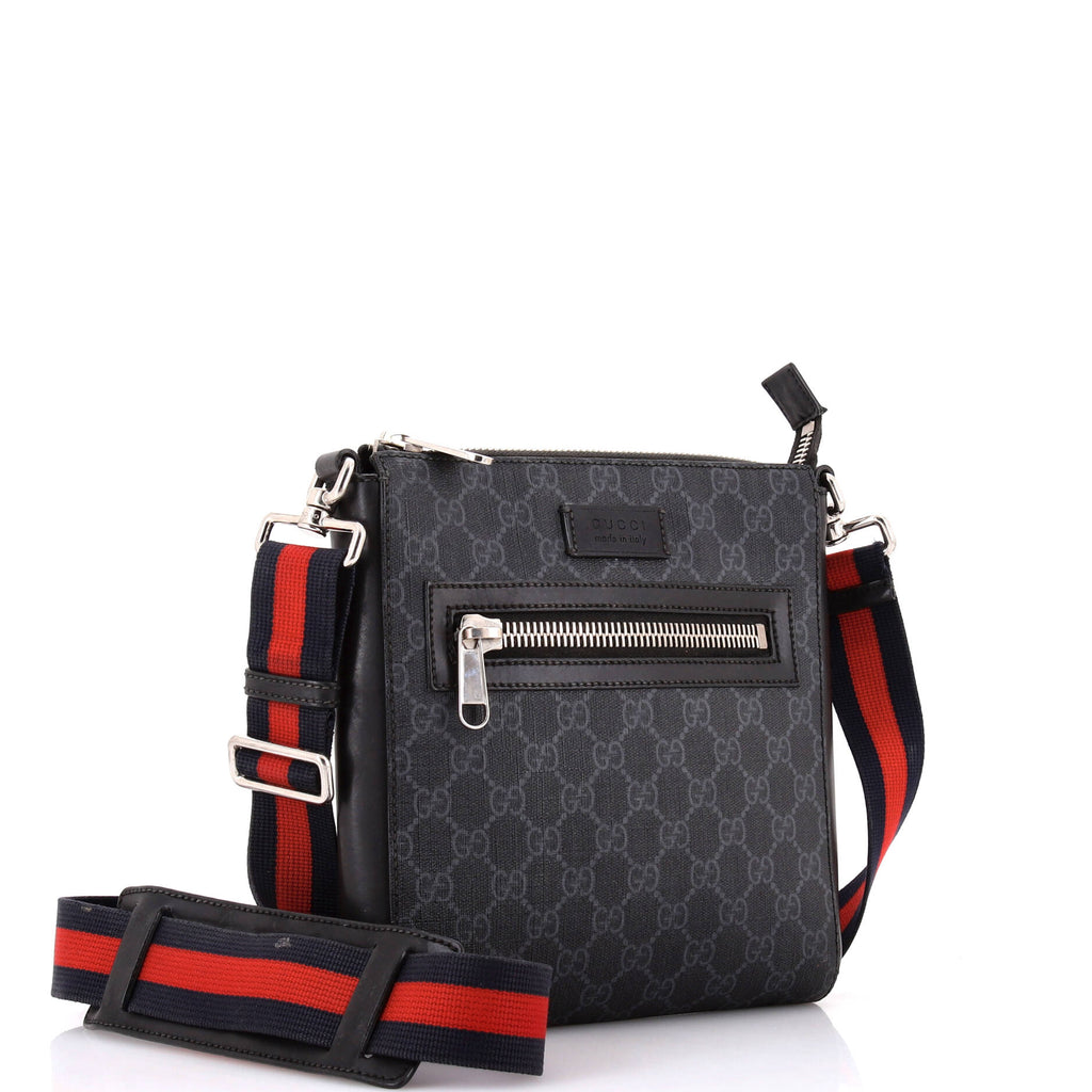 Web Strap Front Zip Messenger Bag GG Coated Canvas Small