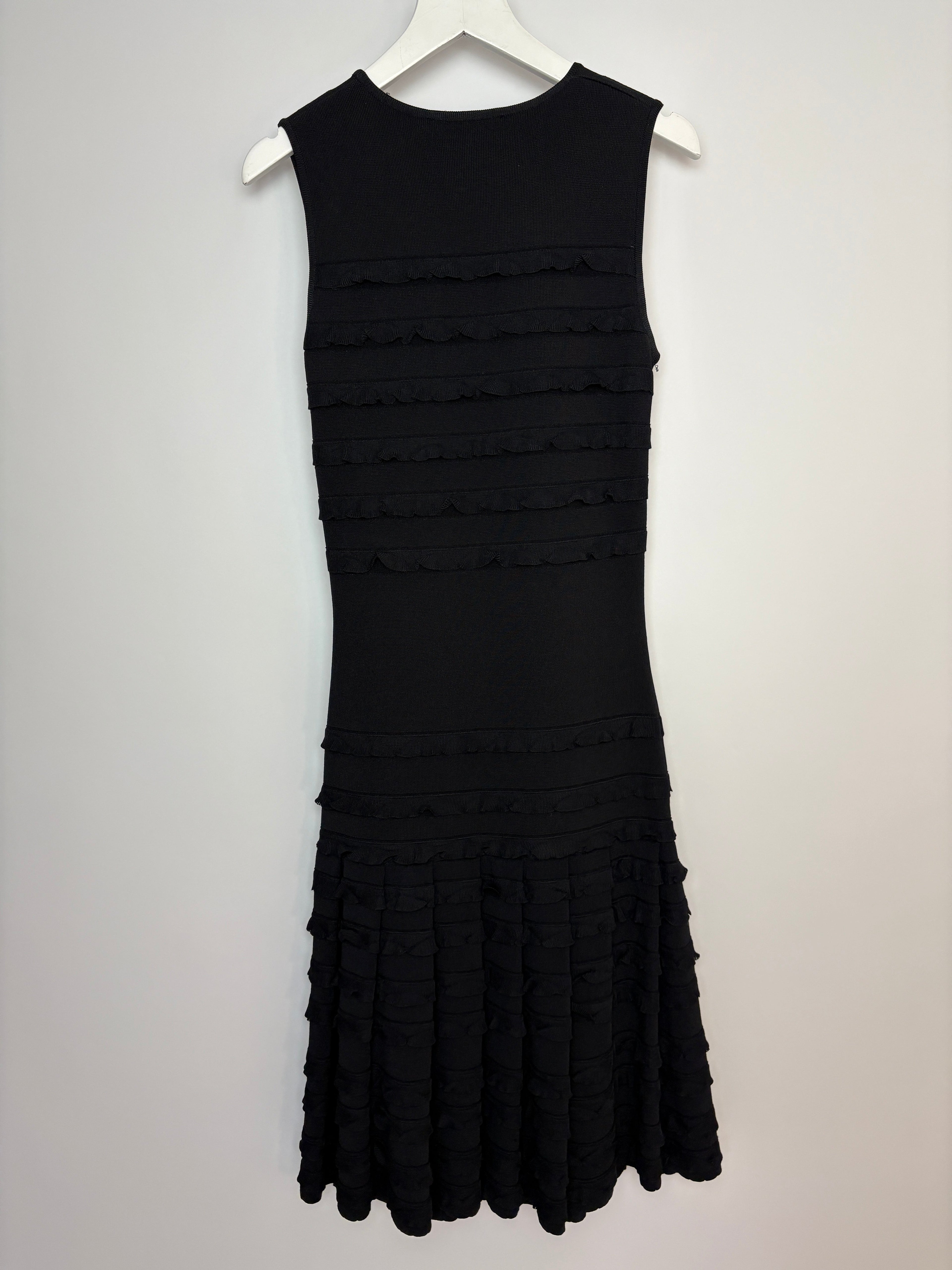 Christian Dior Black Sleeveless Knitted Midi Dress with Frill Detail FR 34 (UK 6)