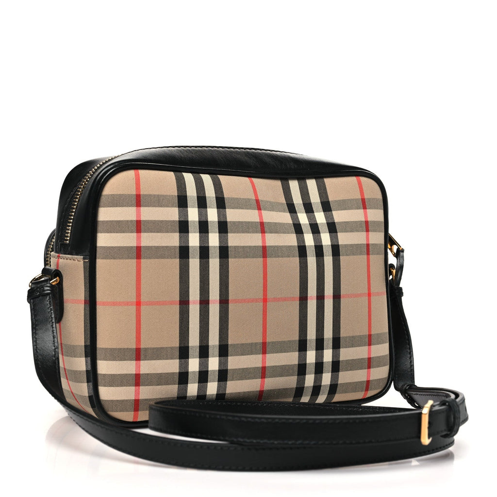 Calfskin Vintage Check Medium Camera Bag Archive Beige
