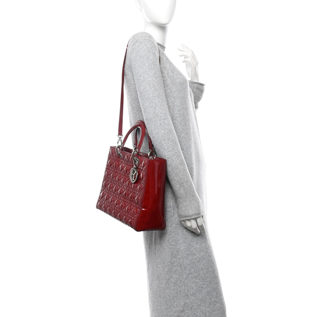 Patent Cannage Large Lady Dior Red