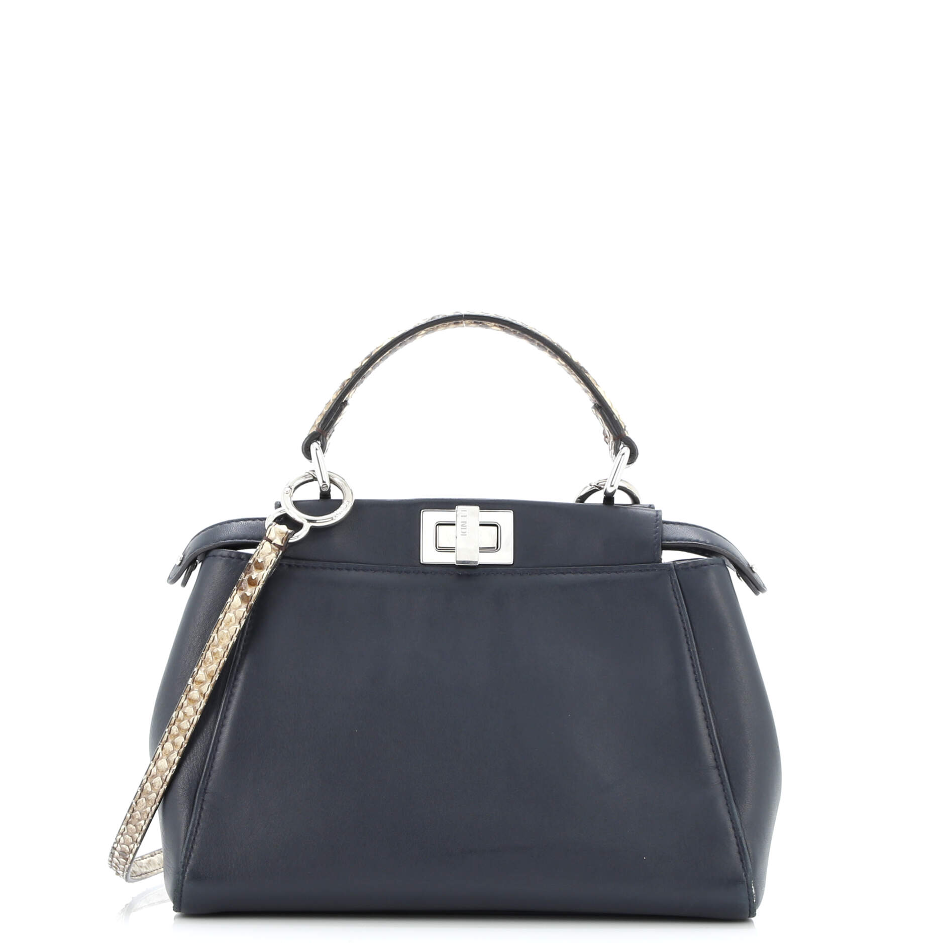 Peekaboo Bag Leather with Python Mini