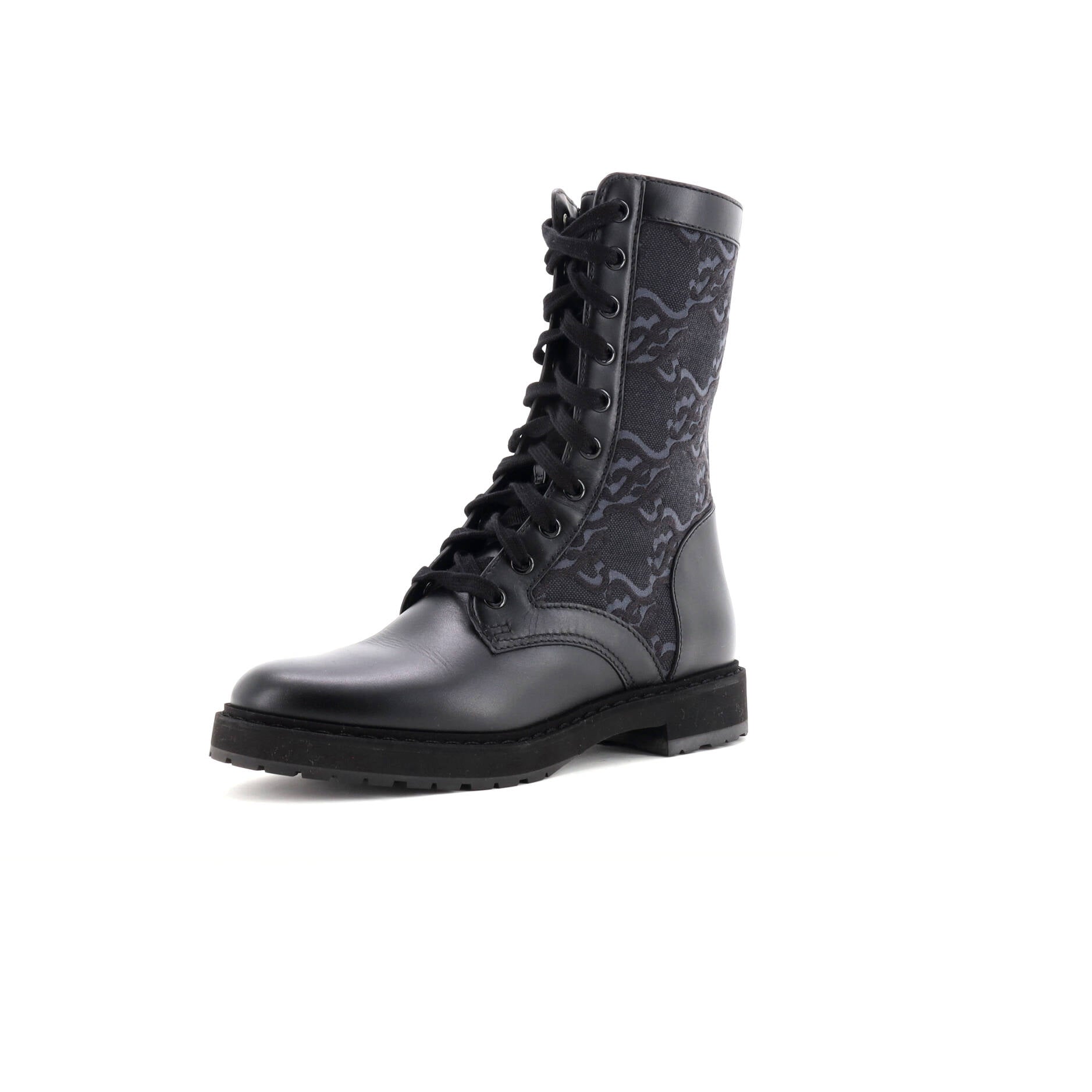 Women's Combat Boots FF Karligraphy Canvas with Leather