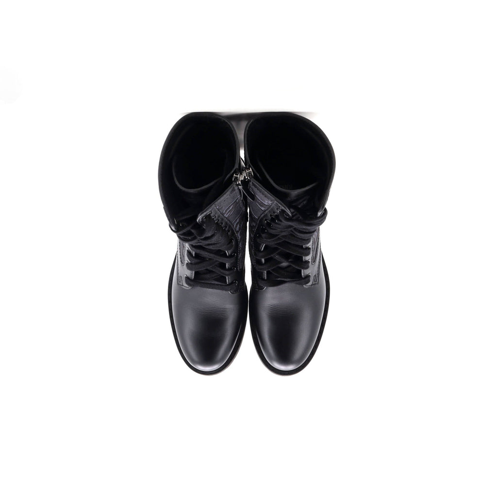 Women's Combat Boots FF Karligraphy Canvas with Leather