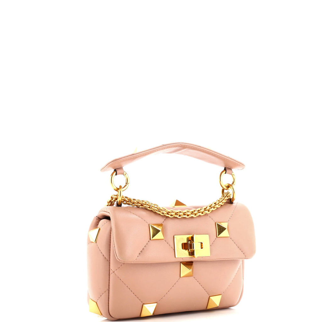 Roman Stud Flap Bag Quilted Leather Small