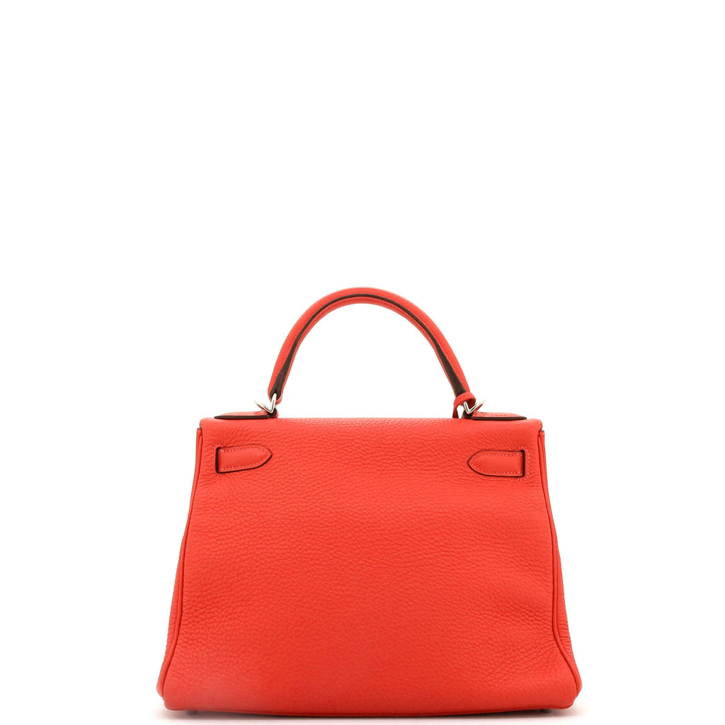 Kelly Handbag Rouge Pivoine Clemence with Palladium Hardware 28
