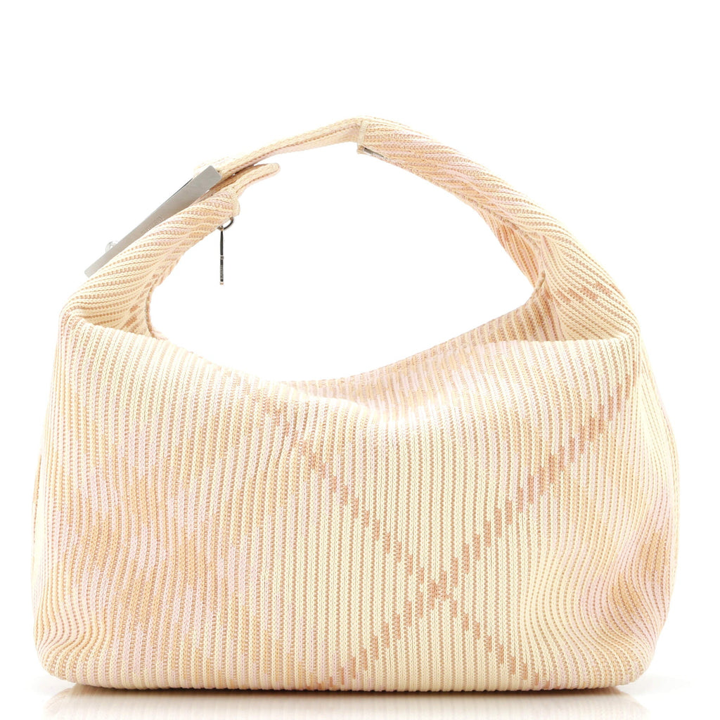 Peg Handle Bag Knit Check Fabric Medium