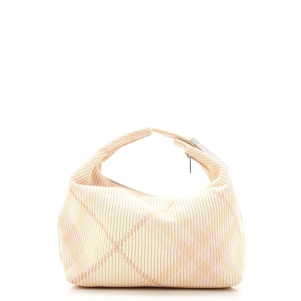 Peg Handle Bag Knit Check Fabric Medium