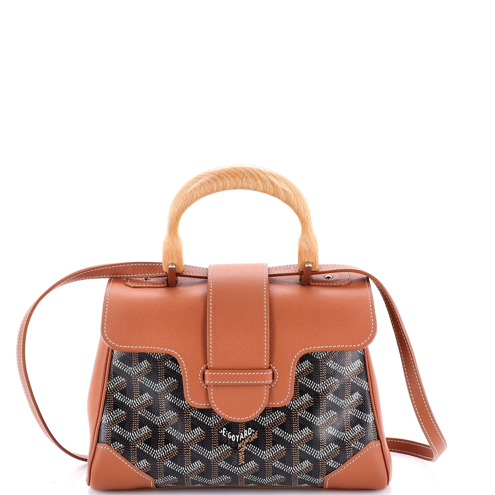 Saigon Top Handle Bag Coated Canvas with Leather Mini