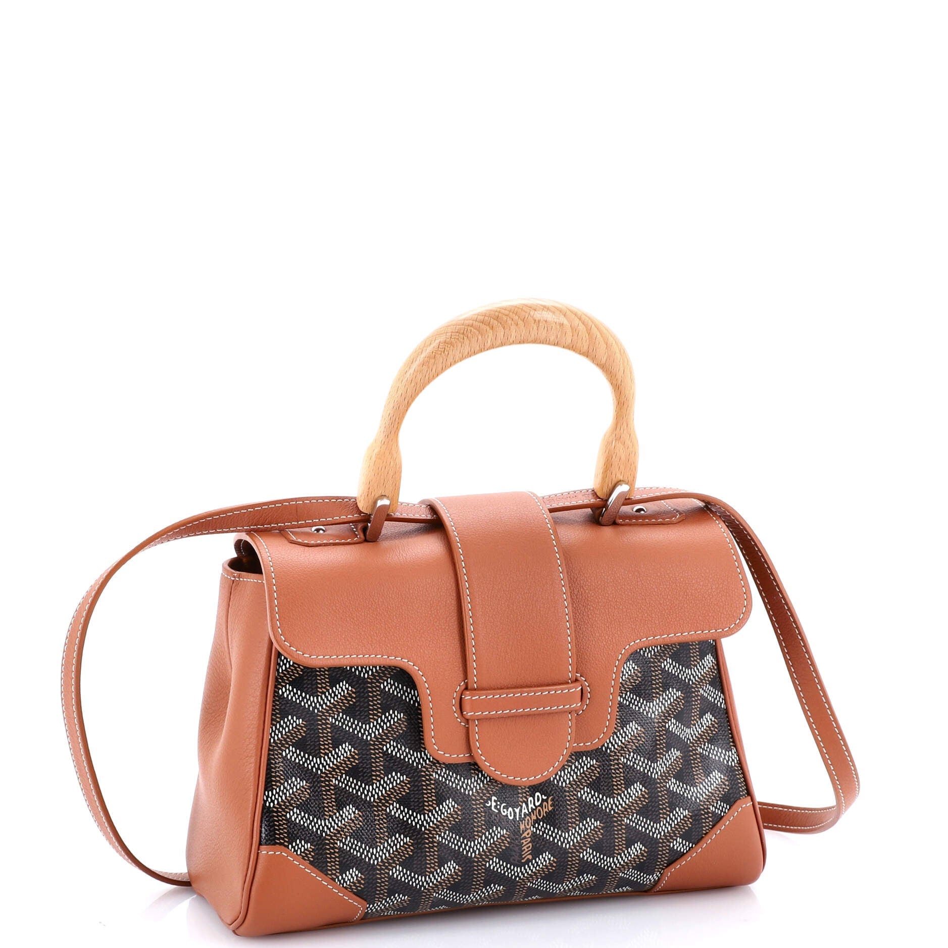 Saigon Top Handle Bag Coated Canvas with Leather Mini