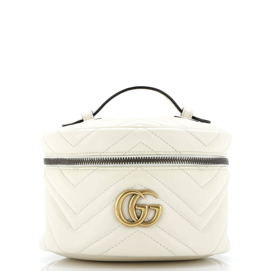 GG Marmont Top Handle Cosmetic Case Matelasse Leather Mini