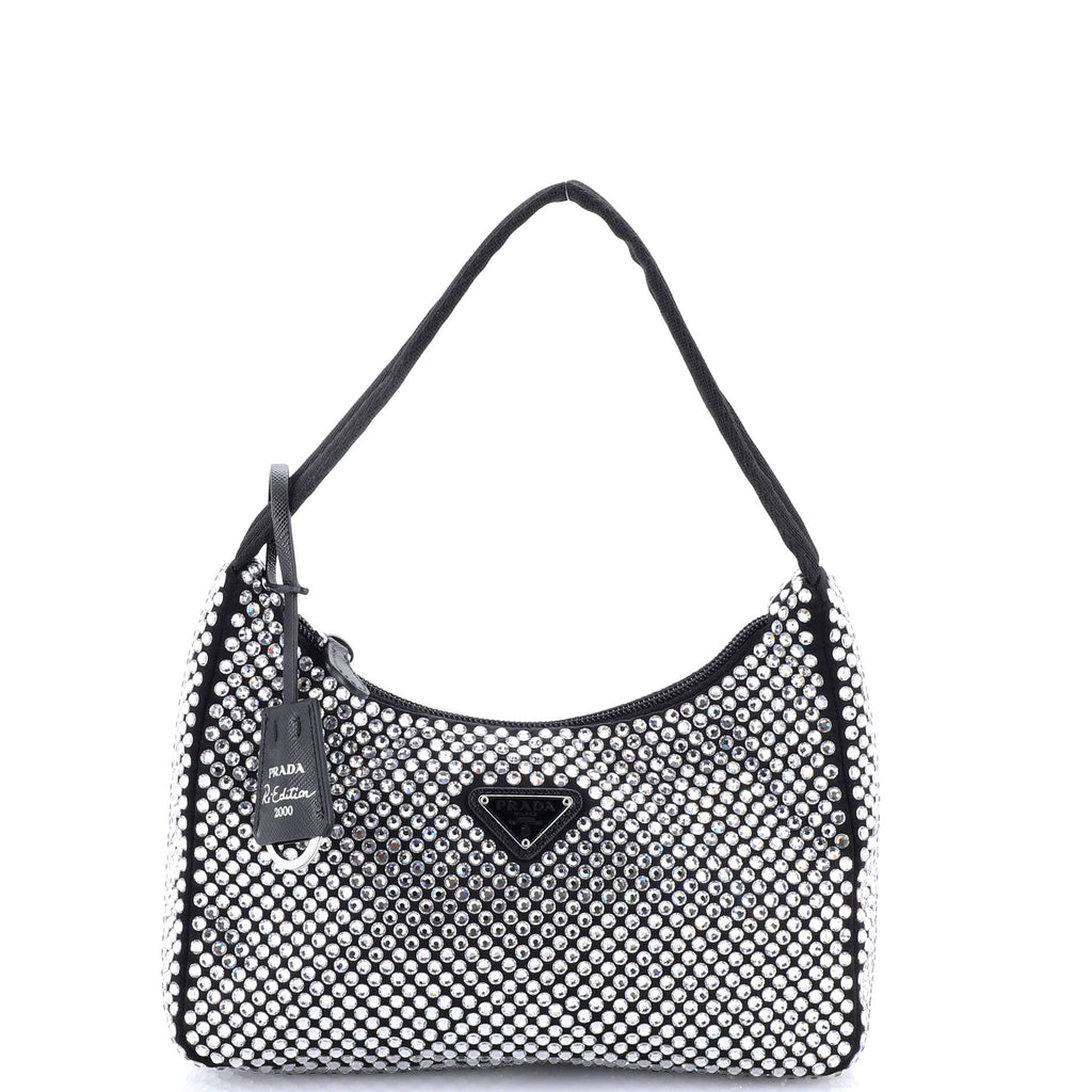 Re-Edition 2000 Hobo Crystal Embellished Satin Mini