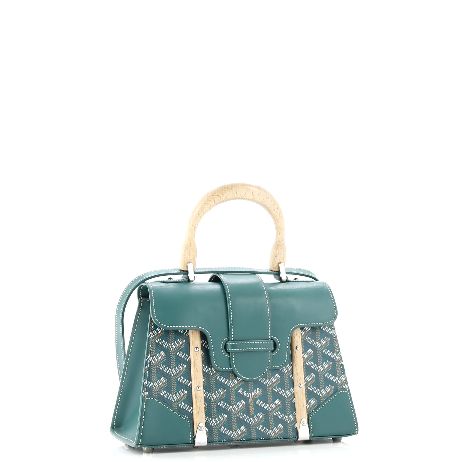 Structured Saigon Top Handle Bag Coated Canvas with Leather Mini